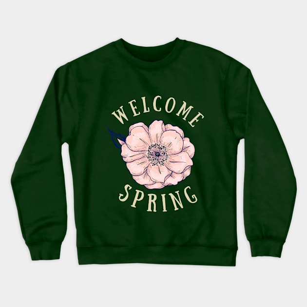 Hello Spring Flower March April May Earth Green Nature Mental Health Shirt Encouragement Love Inspirational Positivity Cute Happy Spiritual Gift Crewneck Sweatshirt by EpsilonEridani